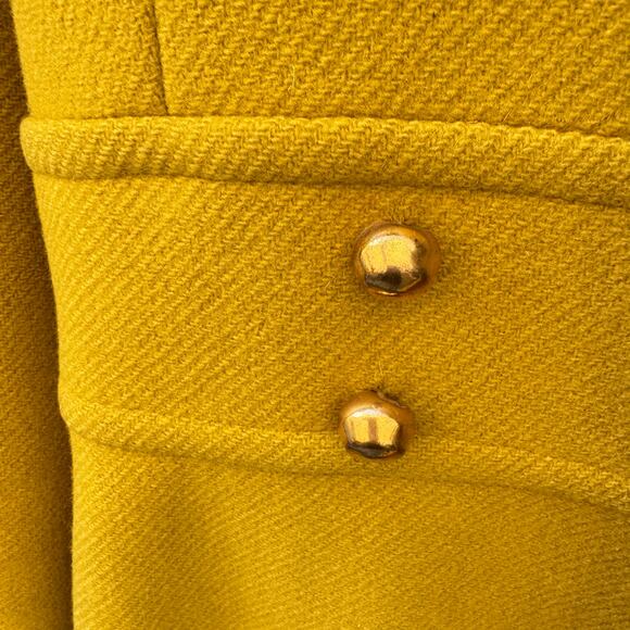 Vintage Yellow Wool Coat 1960s Mod Waist Tab Lined Swing S Mid Century 34” Bust - Picture 4 of 16